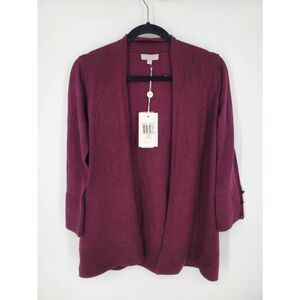 Evolution By Cyrus Sweater NWT Womens‎ Open Cardigan Ancho Chile Burgundy Small